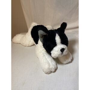 FAO Schwarz French Bulldog Dog Puppy Plush Stuffed Animal Black White Button